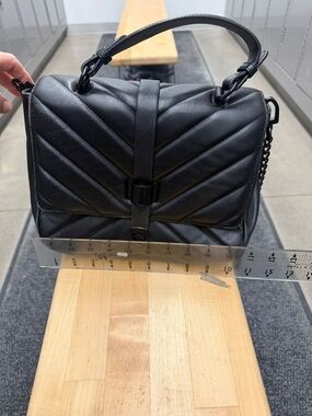 Black Quilted Top-Handle Shoulder Bag